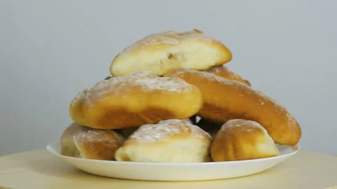 Apple pies is rotating on gray background Stock Footage 149978335