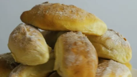 Apple pies is rotating on gray background 스톡 동영상 149978339