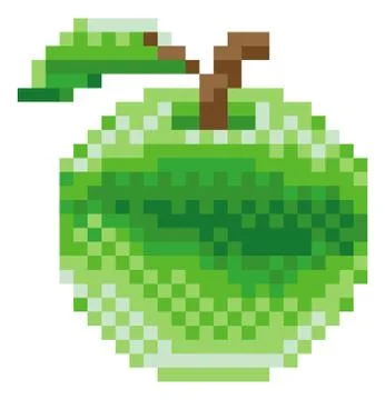 Apple Pixel Art 8 Bit Video Game Fruit Icon Illustrazione stock