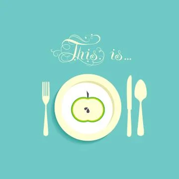 Apple on a plate Stock Illustration