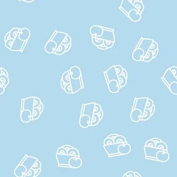 Apple plate line vector seamless pattern Stock Illustration