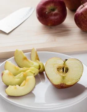 Apple on plate Foto stock