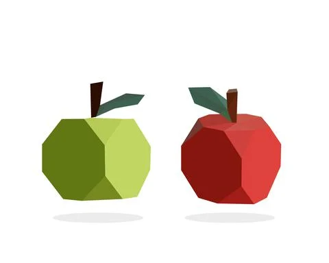 Apple polygon art. Vector illustration of a 3D apple logo. low poly apples. Illustrazione stock