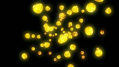 Apple polygon explode light particle animation Stock Footage 148937385