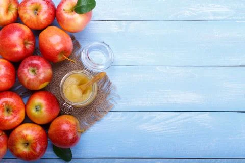 Apple pure with cinnamon Stock Photos