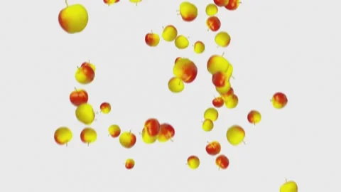 Apple rain on white background Stock Footage 197532193