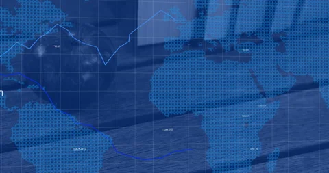 Apple receiving grid overlay bars rising squares forming map lines fluctuating Vidéo 313724768
