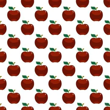 Apple red art seamless pattern on white background Stock Illustration