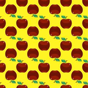 Apple red yellow seamless pattern background Stock Illustration