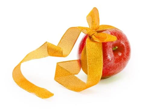 Apple with ribbon Stock Photos