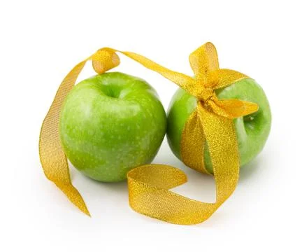 Apple with ribbon Stock Photos