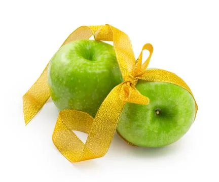 Apple with ribbon Stock Photos
