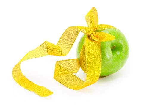 Apple with ribbon Stock Photos