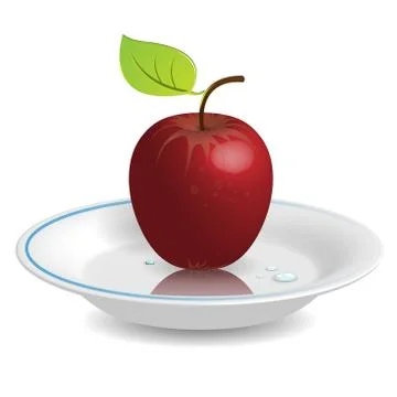 Apple on saucer Stock Illustration