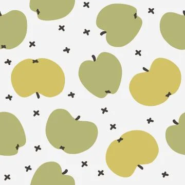Apple seamless pattern background in cartoon style Stock Illustration