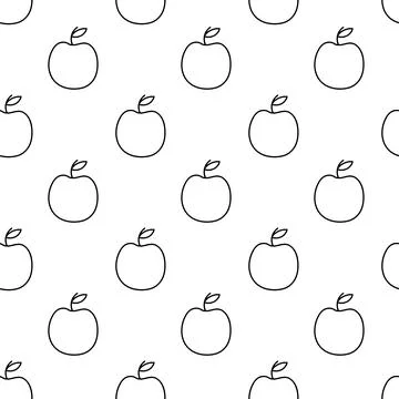 Apple seamless pattern. Food background. Monochrome doodle sketch style. Stock Illustration