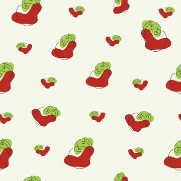 Apple Seamless pattern. One line drawing Illustrazione stock