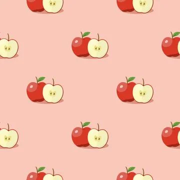 Apple seamless pattern. Vegan organic eco fruit background. vector illustrati Illustrazione stock