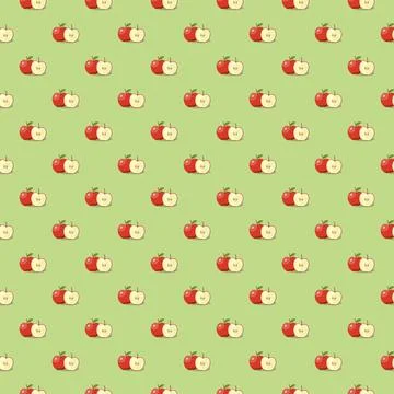 Apple seamless pattern. Vegan organic eco fruit background. vector illustrati Illustrazione stock