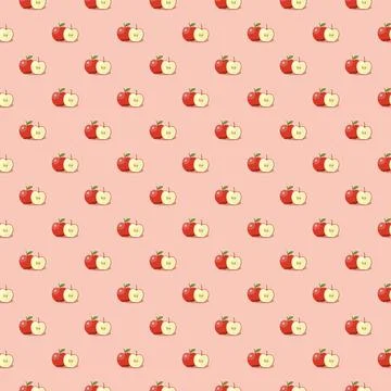 Apple seamless pattern. Vegan organic eco fruit background. vector illustrati Stock Illustration
