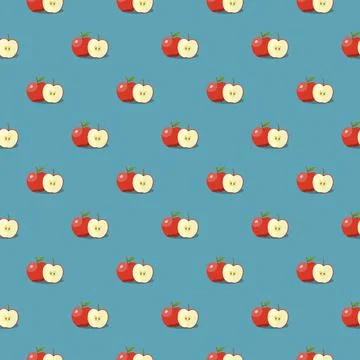 Apple seamless pattern. Vegan organic eco fruit background. vector illustrati Illustrazione stock