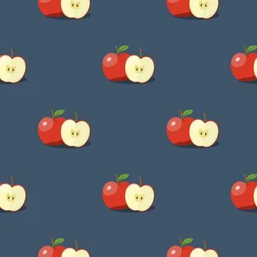 Apple seamless pattern. Vegan organic eco fruit background. vector illustrati Stock Illustration