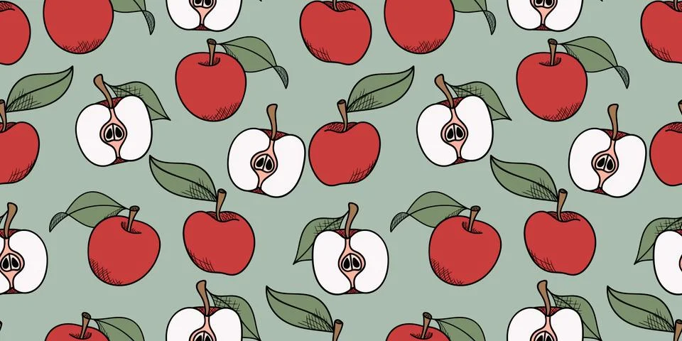 Apple seamless vector pattern background, apple illustration Stockillustratie