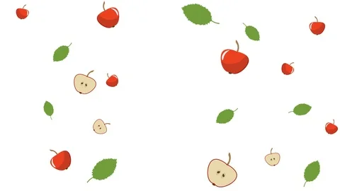 Apple in the shape of a circle scatter in different directions. Stock Footage 118325520