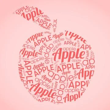 Apple shape made of letters, vector illustration Illustrazione stock
