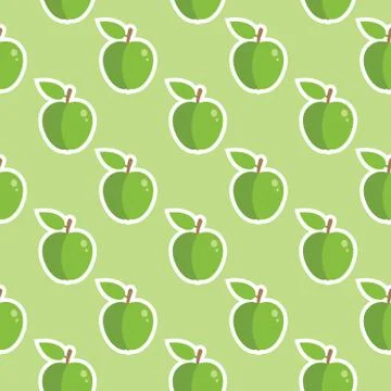 Apple Shiny Fruit Cute Seamless Pattern Stock Illustration