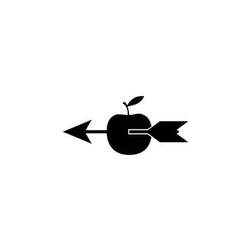 Apple Shot with Arrow Flat Vector Icon Stock Illustration