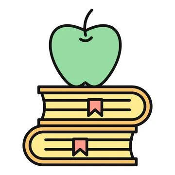 Apple sitting on stack of books representing education Stock Illustration