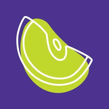 Apple slice doodle icon hand drawn with thin line and colorful blob Stock Illustration