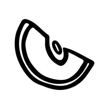 Apple slice doodle icon or logo, hand drawn with thin line Stock Illustration