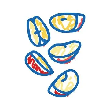 Apple slice food cut icon doodle illustration Stock Illustration