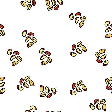 Apple slice food cut vector seamless pattern Stock Illustration