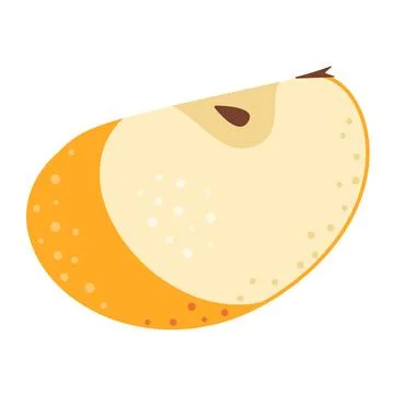 Apple slice Hand drawn trendy flat style Stock Illustration