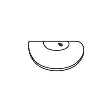 Apple slice icon in black flat outline design Stock Illustration