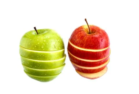 Apple slice isolated on white background Stockfoto's