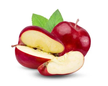 Apple with slice isolated on white background. full depth of field Stock Photos