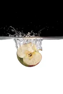 Apple slice in water Stock Photos