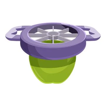 Apple slicer cutting green apple into equal pieces Stock Illustration