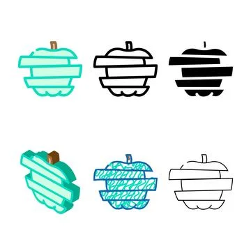 Apple slices color icon vector pack Illustrazione stock
