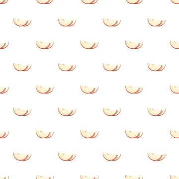 Apple slices creating a seamless fruit pattern on white Stock Illustration