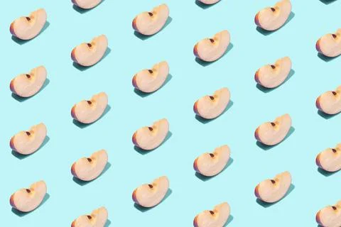 Apple slices on mint background Stock Photos