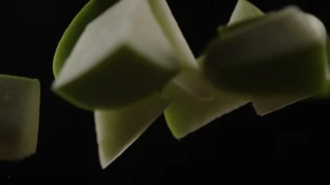 Apple slices, slow motion Stock Footage
