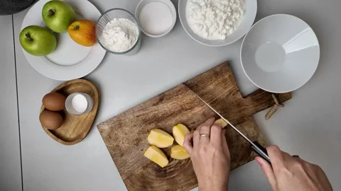 Apple Slicing for Thanksgiving Baking Stock Footage 292162159