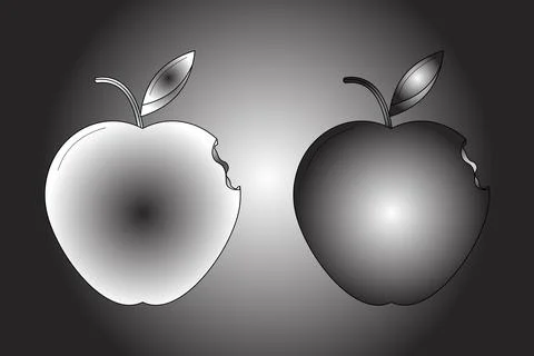 Apple with a small bite grayscale gradient Stock Illustration