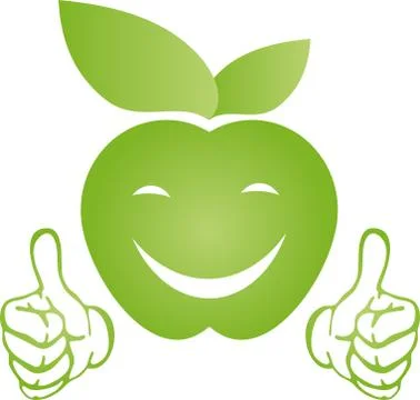 Apple with smile and hands, apple, logo Stock Illustration