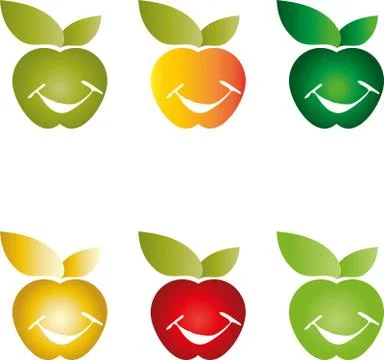 Apple with smile, eating, logo Stock Illustration